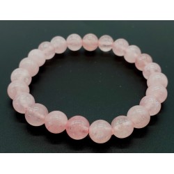 Bracelet perles quartz rose 8mm